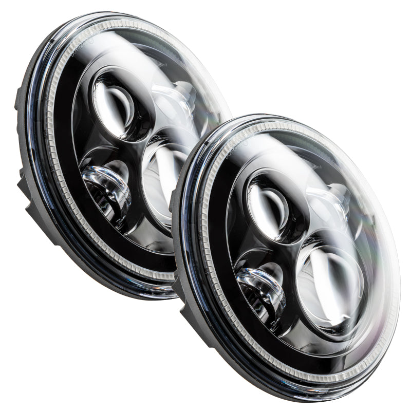 Oracle 7in High Powered LED Headlights - Black Bezel - ColorSHIFT 2.0 - DTX Performance