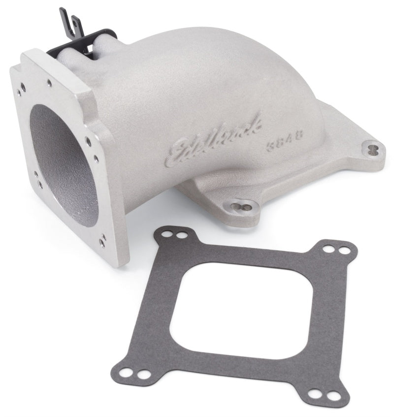 Edelbrock Low Profile Intake Elbow 90mm Throttle Body to Square-Bore Flange As-Cast Finish - DTX Performance