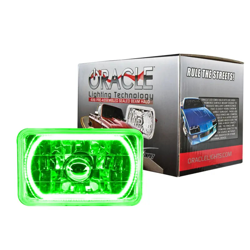 Oracle Pre-Installed Lights 4x6 IN. Sealed Beam - Green Halo - DTX Performance