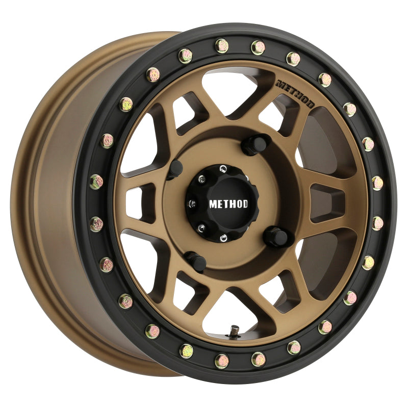 Method MR405 UTV Beadlock 15x7 4+3/13mm Offset 4x156 132mm CB Method Bronze Wheel - Matte Black Ring - DTX Performance