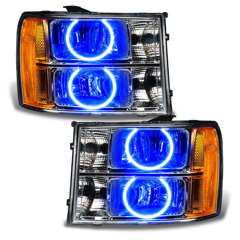 Oracle Lighting 07-13 GMC Sierra Pre-Assembled LED Halo Headlights - (Round Ring Design) -Blue - DTX Performance