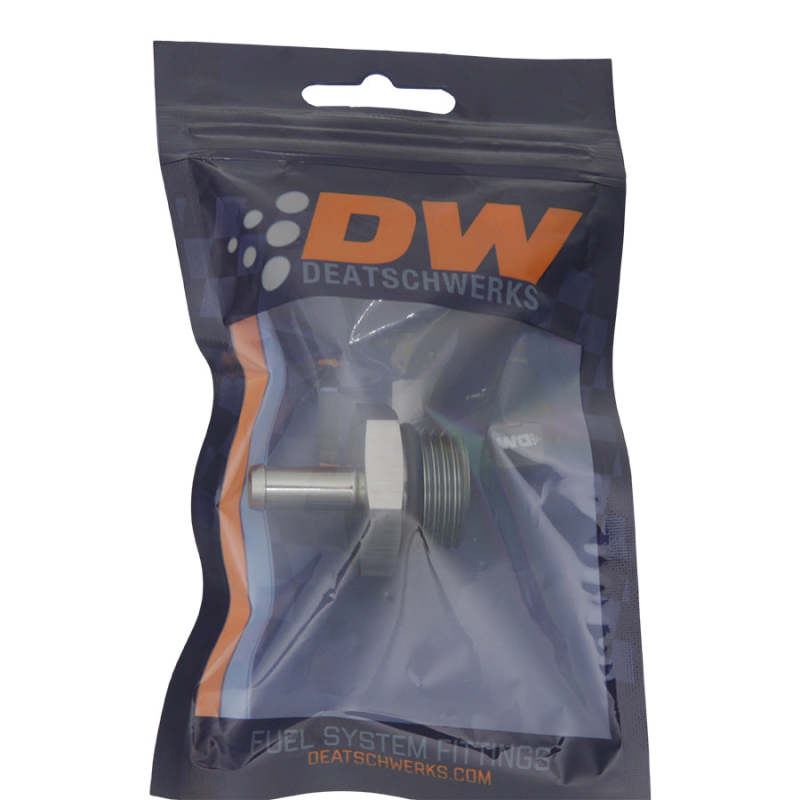 DeatschWerks 10AN ORB Male to 5/16in Male Barb Fitting - Anodized DW Titanium - DTX Performance