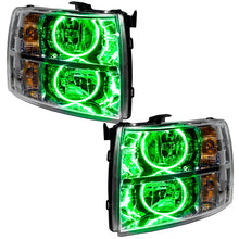 Load image into Gallery viewer, Oracle Lighting 07-13 Chevrolet Silverado Pre-Assembled LED Halo Headlights (Round Style) - Green - DTX Performance