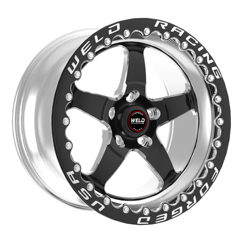 Weld S71 15x12.33 / 5x4.5 BP / 5.5in. BS Black Wheel (Medium Pad) - Black Single Beadlock MT - DTX Performance