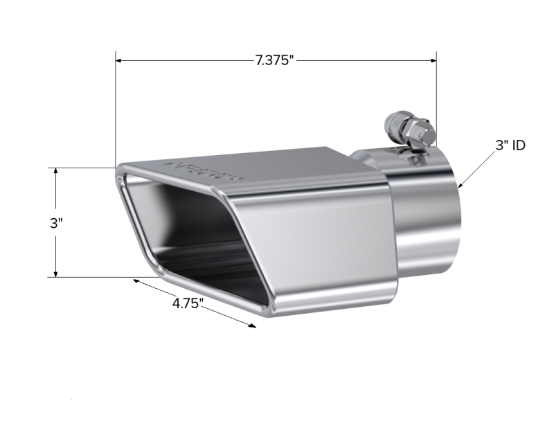 MBRP Universal Tip 4.50in x 2.75in ID Rectangle Angled Cut 3in OD Inlet 7in Lgth T304 Passenger Side - DTX Performance