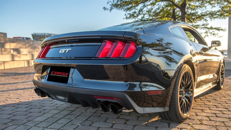 Corsa 15-16 Ford Mustang GT 5.0 3in Cat Back Exhaust Black Quad Tips (Sport) - DTX Performance