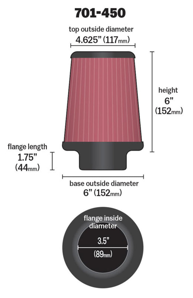 Airaid Universal Air Filter - Cone 3 1/2 x 6 x 4 5/8 x 6 - DTX Performance