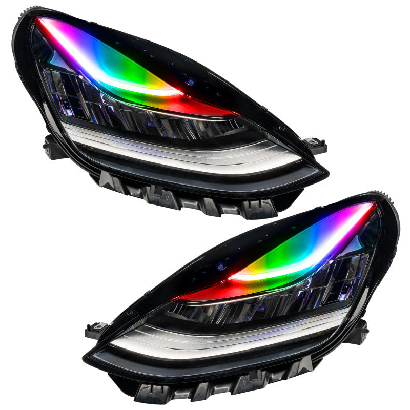 Oracle 17-21 Tesla Model 3 Headlight DRL Upgrade Kit - ColorSHIFT w/ Simple Controller - DTX Performance