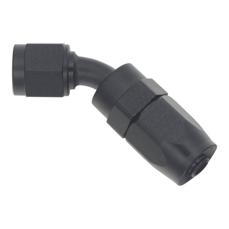 DeatschWerks 6AN Female Swivel 45-Degree Hose End CPE - Anodized Matte Black - DTX Performance