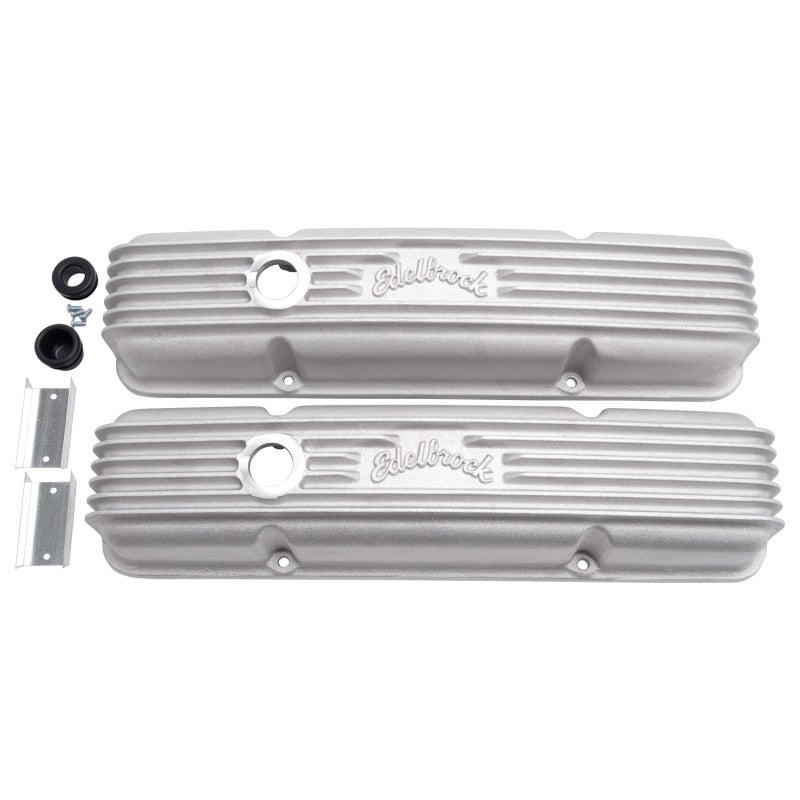 Edelbrock Valve Cover Classic Series Chevrolet 1959-1986 262-400 CI V8 w/ Breather Holes Satin - DTX Performance