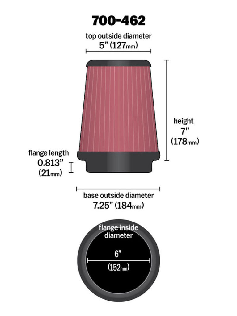 Airaid Universal Air Filter - Cone 6 x 7-1/4 x 5 x 7 - DTX Performance