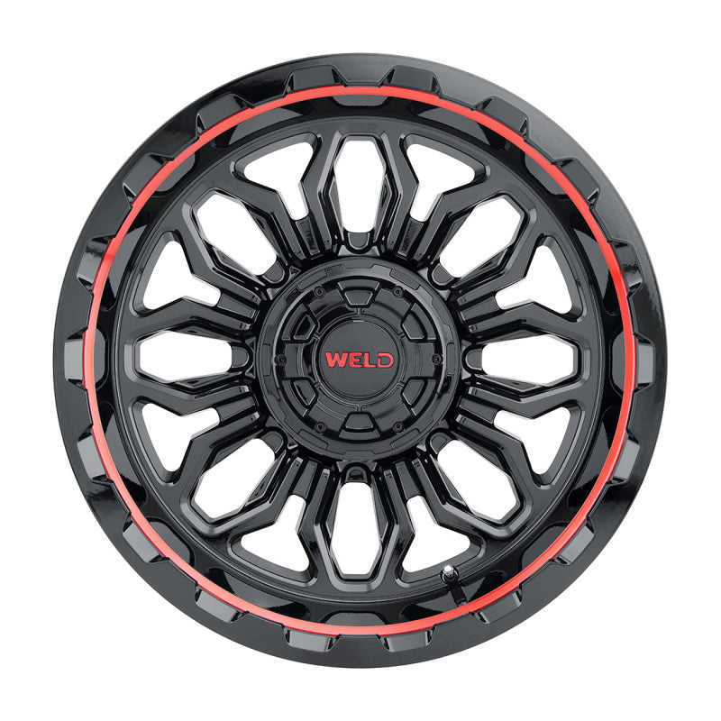 Weld Off-Road W140 20X12 Flare 6X135 6X139.7 ET-44 BS4.75 Gloss Black MIL Red 106.1 - DTX Performance