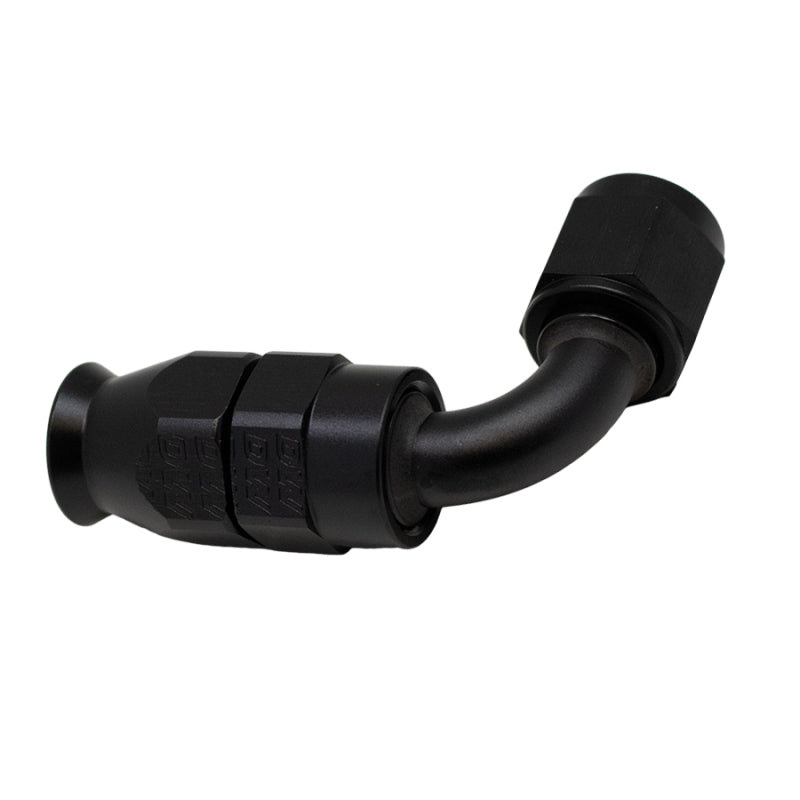 DeatschWerks 6AN Female Swivel 90-Degree Hose End PTFE (Incl 1 Olive Insert) - Anodized Matte Black - DTX Performance