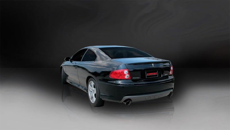 Corsa 05-06 Pontiac GTO 6L V8 2.5in Sport Cat-Back Exhaust + XPipe w/Dual Exit Single 4in BlackTips - DTX Performance