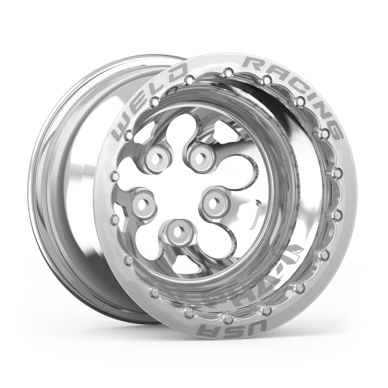 Weld Alpha-1 15x12 / 5x4.75 BP / 3in. BS Polished Wheel - Polished Double Beadlock MT - DTX Performance