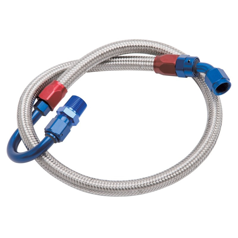 Edelbrock Fuel Line Braided Stainless for SBF ( Use w/ 8134 ) - DTX Performance