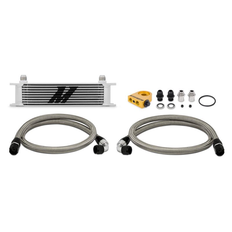 Mishimoto Universal Thermostatic 10 Row Oil Cooler Kit - Silver - DTX Performance