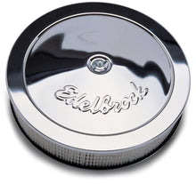 Load image into Gallery viewer, Edelbrock Air Cleaner Pro-Flo Series Round Steel Top Paper Element 14In Dia X 3 313In Chrome - DTX Performance