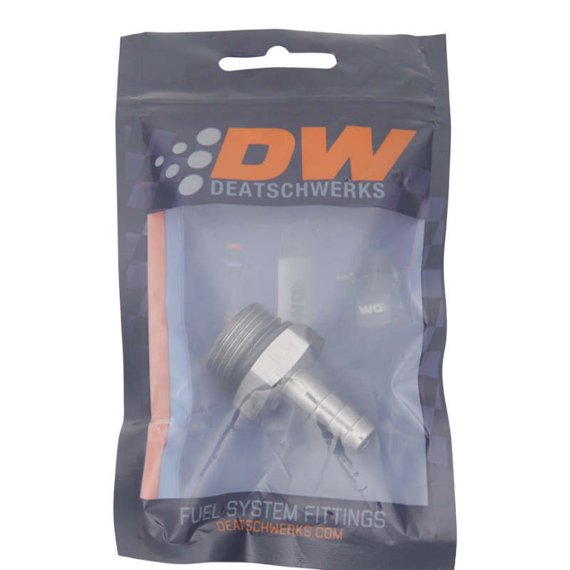 DeatschWerks 10AN ORB Male to 3/8in Male Triple Barb Fitting (Incl O-Ring) - Anodized DW Titanium - DTX Performance