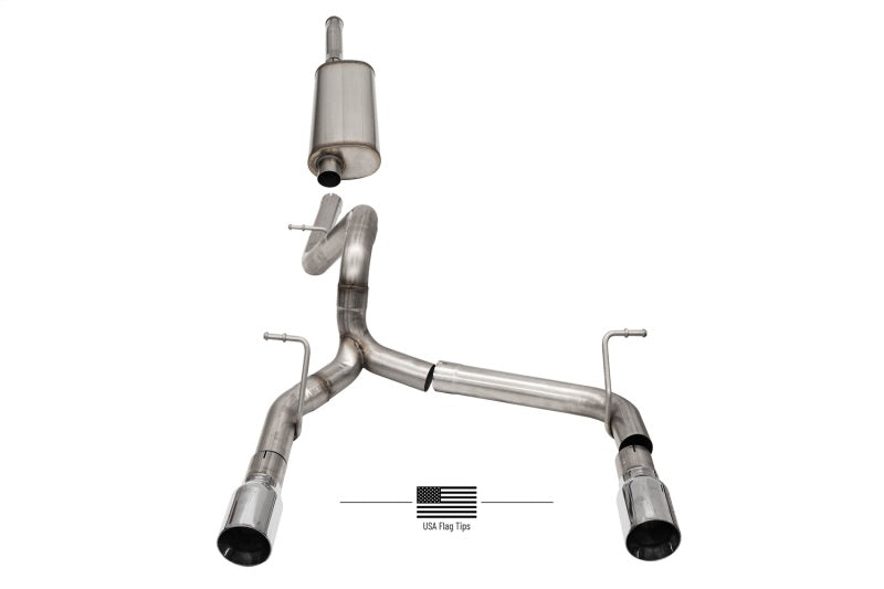 Corsa 18-21 Jeep Wrangler JLU 3.6L 2.75in Sport Cat-Back Exhaust w/ American Flag Tips - DTX Performance