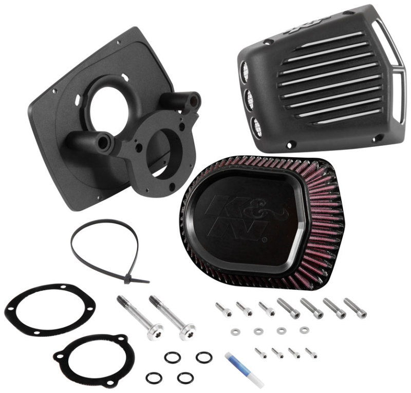 K&N Street Metal Intake System for 08-16 Harley Davidson Touring Models - Shaker Black - DTX Performance