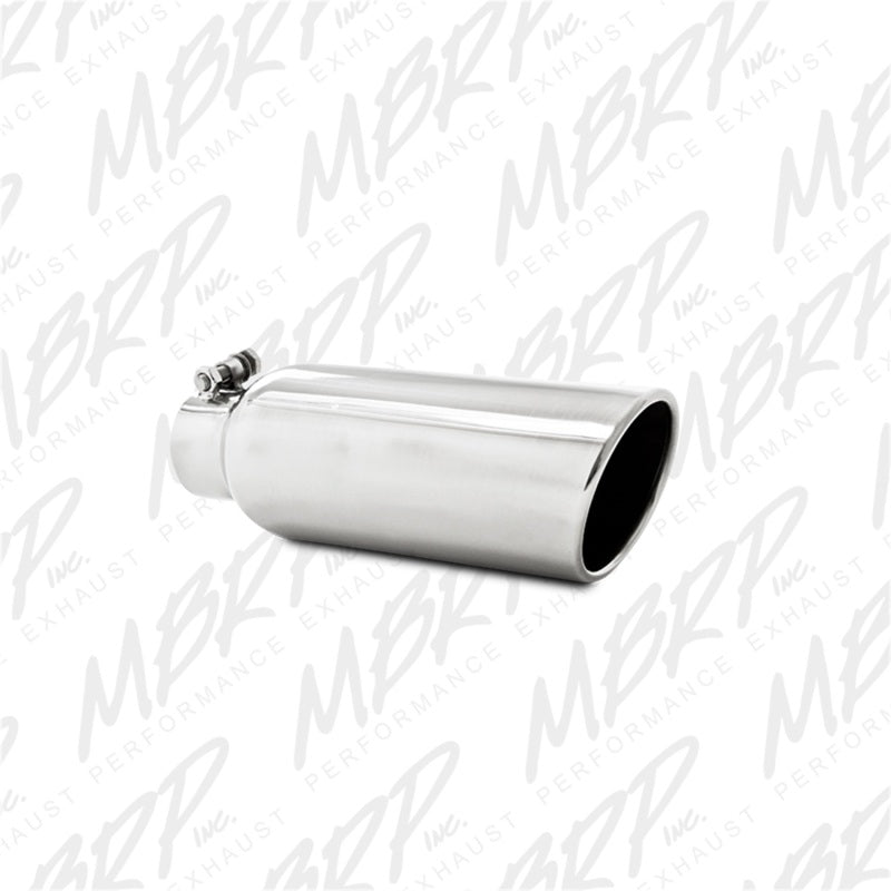 MBRP Universal Tip 4in OD 2.5in Inlet 12in Length Angled Cut Rolled End Clampless No-Weld T304 - DTX Performance