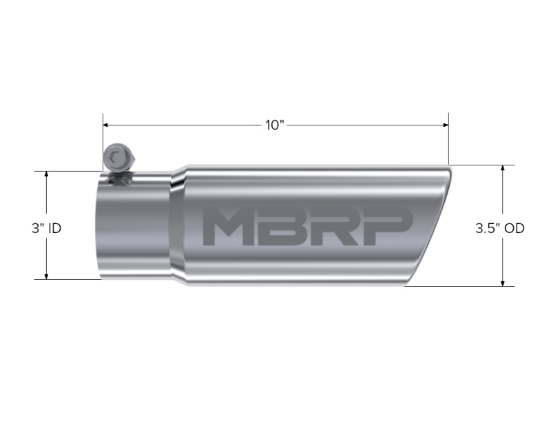 MBRP Universal Tip 3in O.D. Angled Rolled End 3 inlet 10 length - DTX Performance