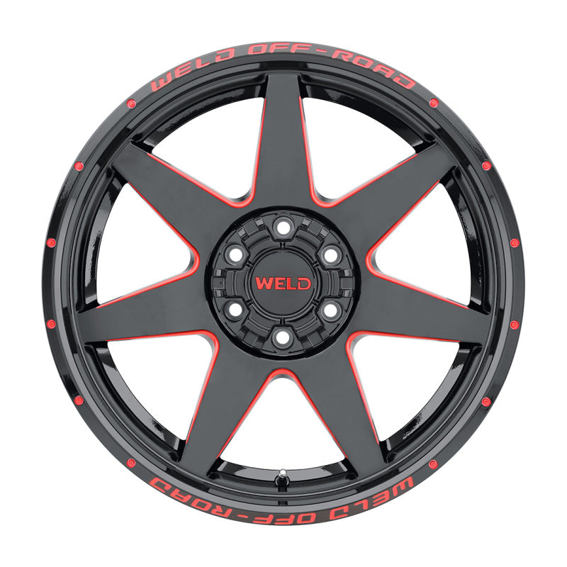 Weld Off-Road W110 20X9.0 Retaliate 6X135 6X139.7 ET00 BS5.00 Gloss Black MIL Red 106.1 - DTX Performance