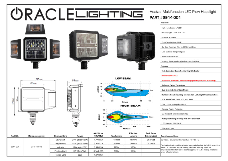 Oracle Lighting Multifunction LED Plow Headlight with Heated Lens 5700K - DTX Performance