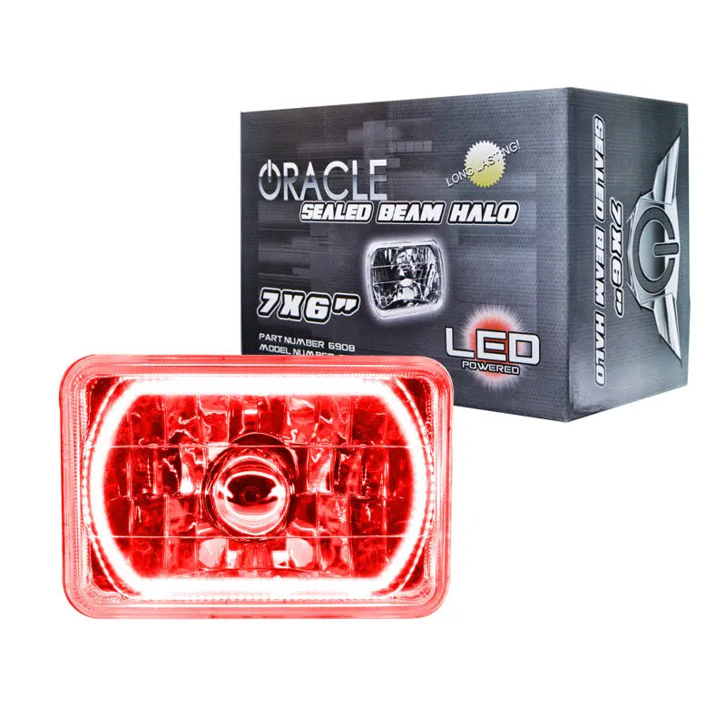 Oracle Pre-Installed Lights 7x6 IN. Sealed Beam - Red Halo - DTX Performance