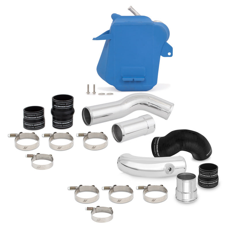 Mishimoto 11-16 Ford 6.7L Powerstroke Air-To-Water Intercooler Kit - Wrinkle Blue w/ Polished Pipes - DTX Performance