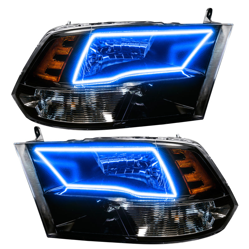 Oracle 09-17 RAM 1500 TRX Quad Pre-Assembled Headlights Black Housing - ColorSHIFT w/ 2.0 Controller - DTX Performance