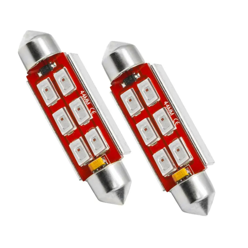 Oracle 44MM 6 LED 3-Chip Festoon Bulbs (Pair) - Red - DTX Performance