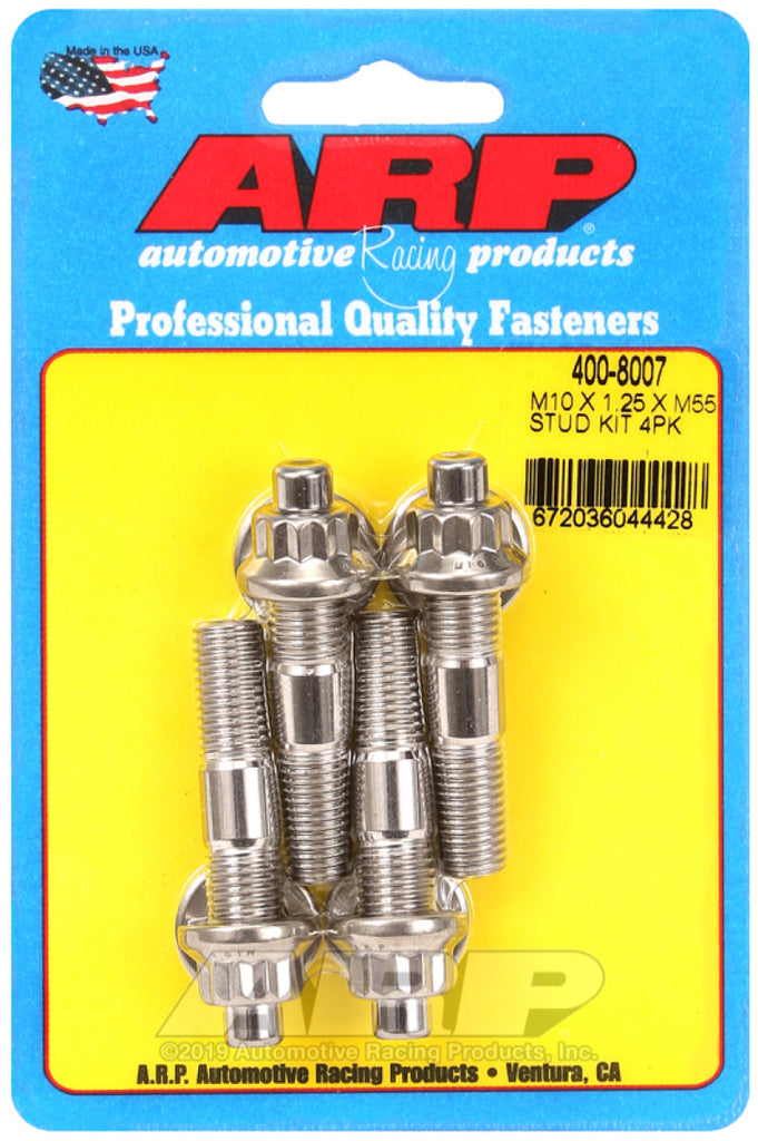 ARP M10 x 1.25 x 55mm Broached 4 Piece Stud Kit - DTX Performance