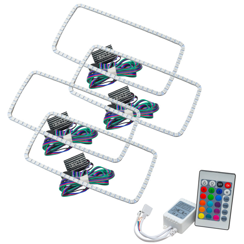 Oracle GMC Sierra 07-13 Halo Kit (New Square Ring Design) - ColorSHIFT w/ Simple Controller - DTX Performance