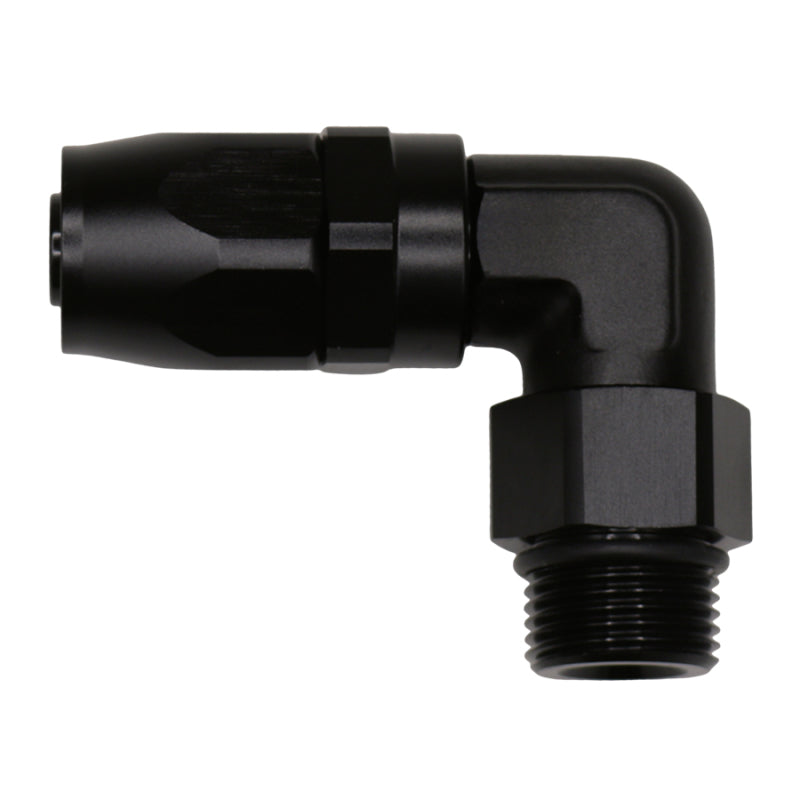 DeatschWerks 10AN ORB Female Swivel 90-Degree Hose End CPE - Anodized Matte Black - DTX Performance