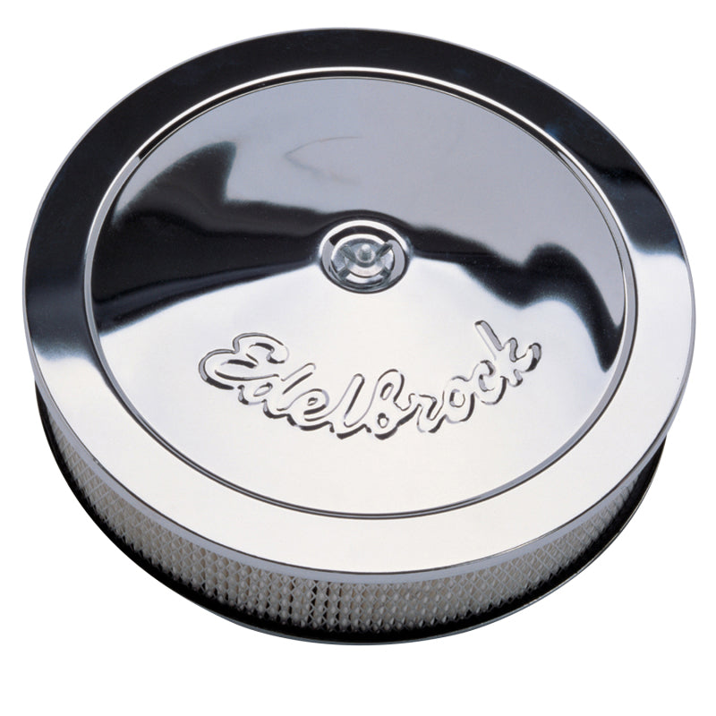 Edelbrock Air Cleaner Pro-Flo Series Round Steel Top Paper Element 14In Dia X 3 313In Chrome - DTX Performance