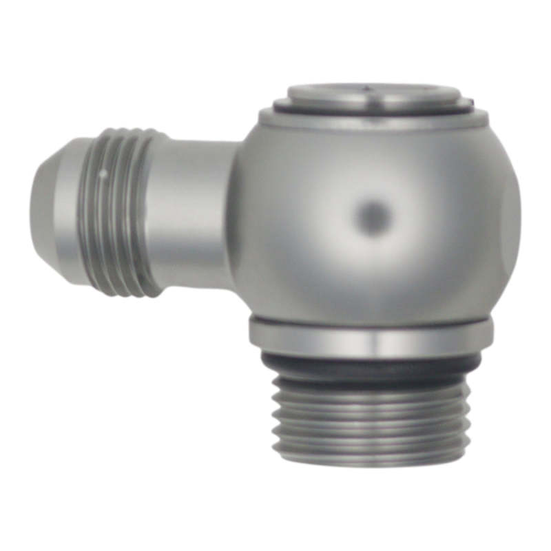 DeatschWerks 10AN ORB Male to 8AN Male Flare Low Profile 90-Degree Swivel - Anodized DW Titanium - DTX Performance