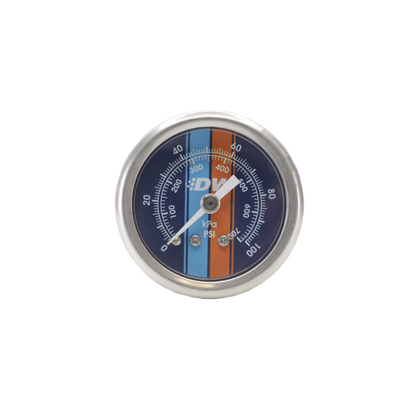 DeatschWerks 0-100 PSI 1/8in NPT Mechanical Fuel Pressure Gauge Brushed Housing Blue Face - DTX Performance