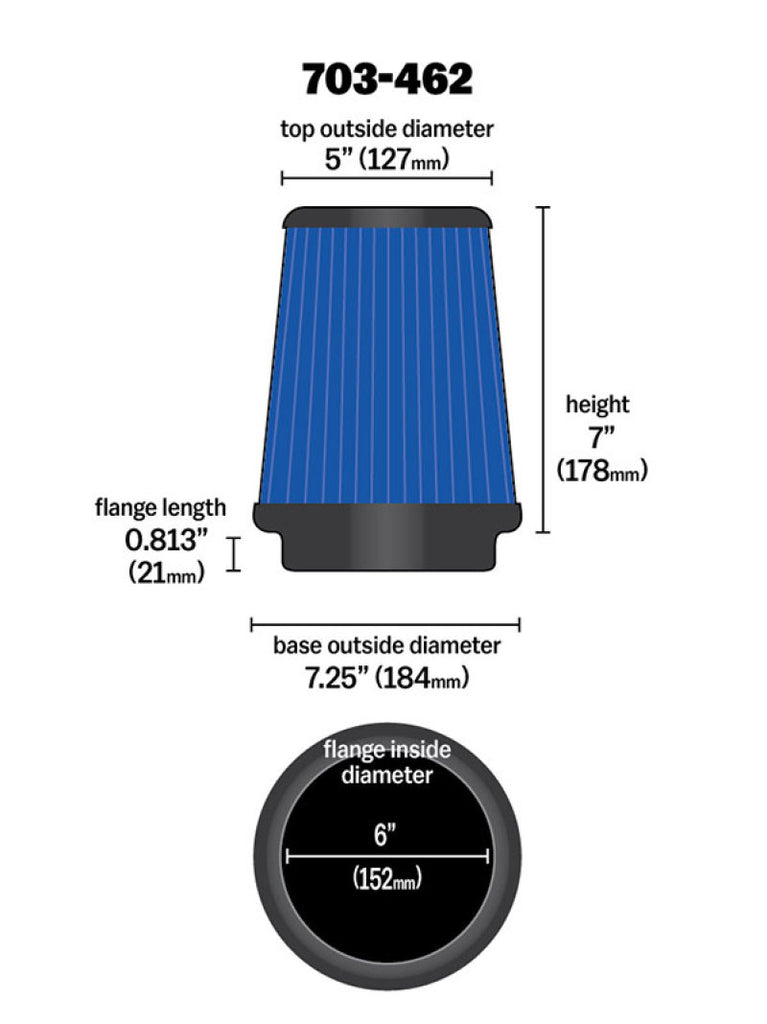 Airaid Universal Air Filter - Cone 6 x 7-1/4 x 5 x 7 - DTX Performance