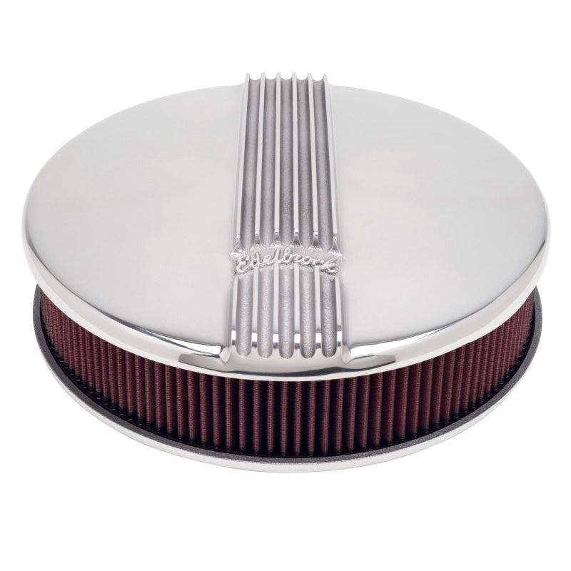 Edelbrock Air Cleaner Classic Series Round Aluminum Top Cloth Element 14In Dia X 3 9In Polished - DTX Performance