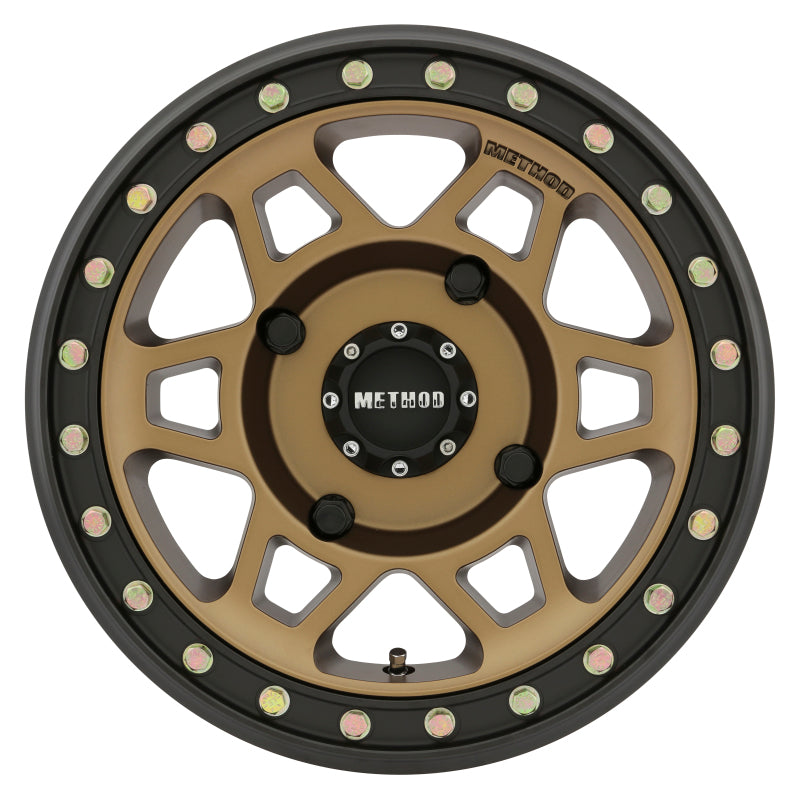 Method MR405 UTV Beadlock 15x7 4+3/13mm Offset 4x136 106mm CB Method Bronze Wheel - Matte Black Ring - DTX Performance