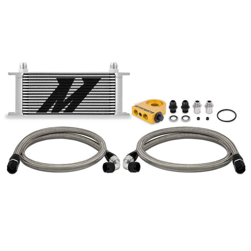 Mishimoto Universal Thermostatic Oil Cooler Kit 16-Row Silver - DTX Performance