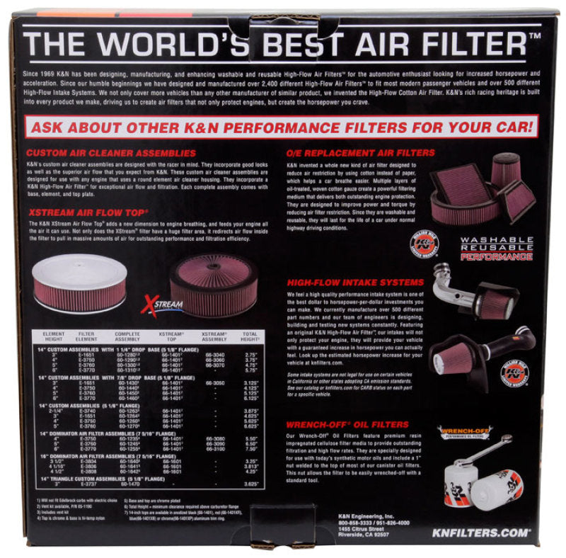 K&N Custom Round Filter 5-1/8in FLG / 11in Dia / 4-3/4in H w/VENT - DTX Performance