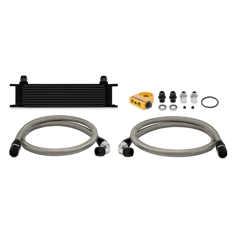 Mishimoto Universal Thermostatic 10 Row Oil Cooler Kit - Black - DTX Performance