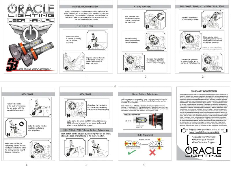 Oracle H4 - S3 LED Headlight Bulb Conversion Kit - 6000K - DTX Performance