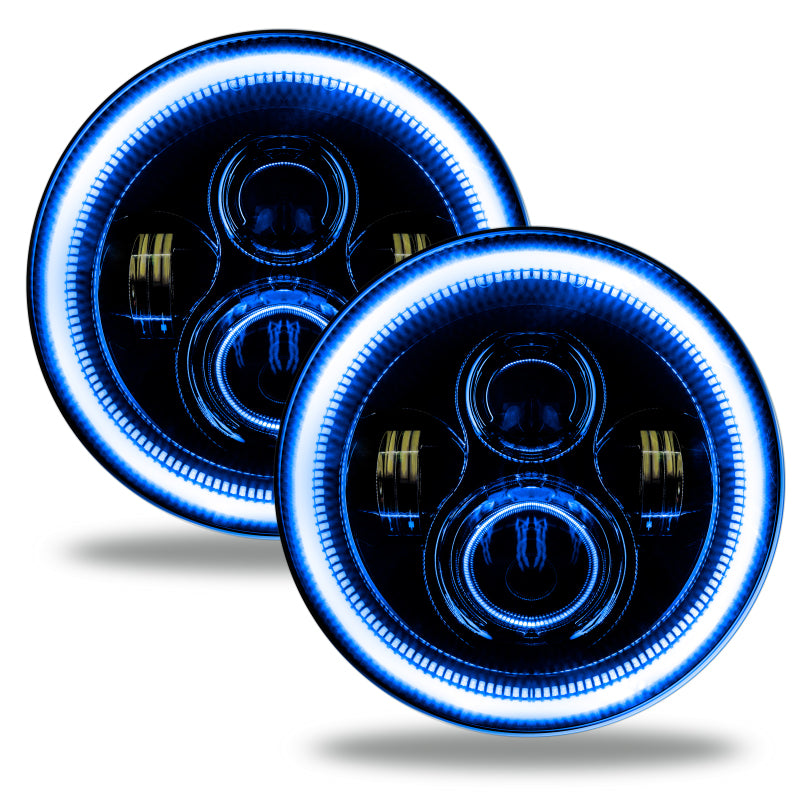 Oracle 7in High Powered LED Headlights - Black Bezel - Blue - DTX Performance