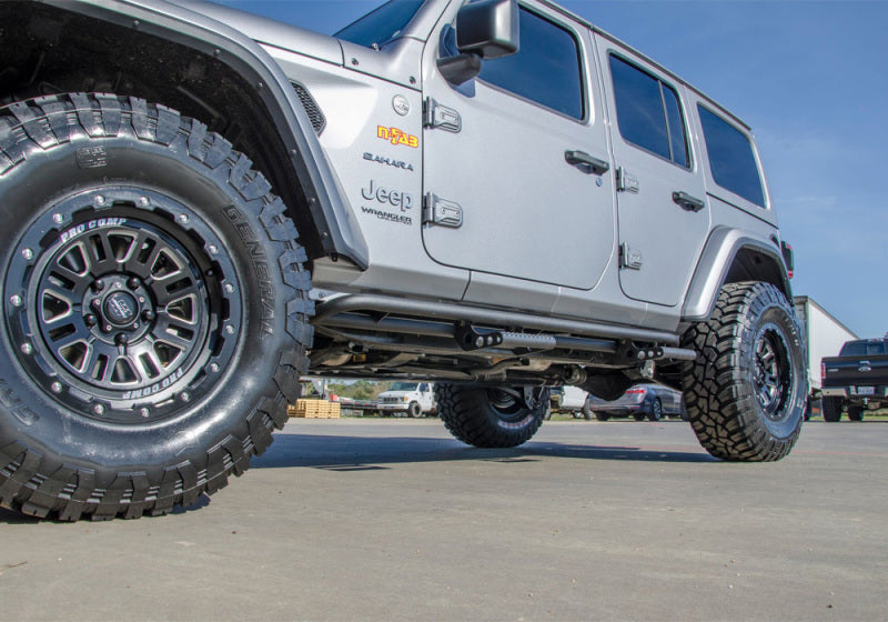 N-Fab RKR Step System 2019 Jeep Wrangler JT 4 Door Truck Full Length - Tex. Black - 1.75in - DTX Performance