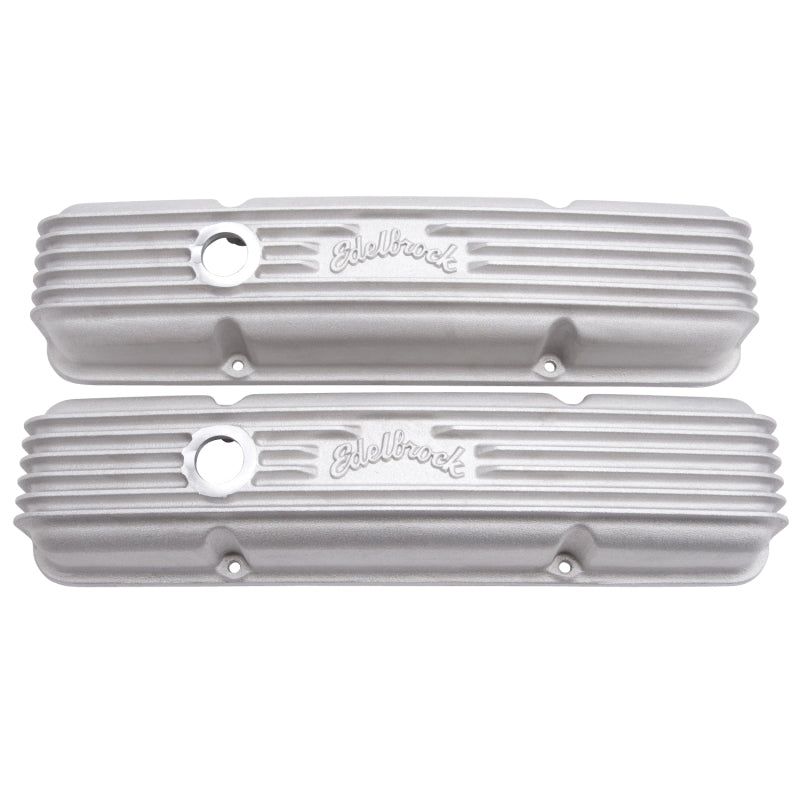 Edelbrock Valve Cover Classic Series Chevrolet 1959-1986 262-400 CI V8 w/ Breather Holes Satin - DTX Performance