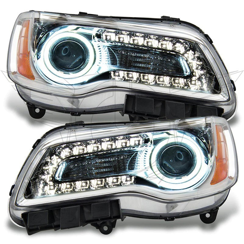 Oracle 11-14 Chrysler 300C NON HID LED Halo Headlights Chrome Housing - Red - DTX Performance